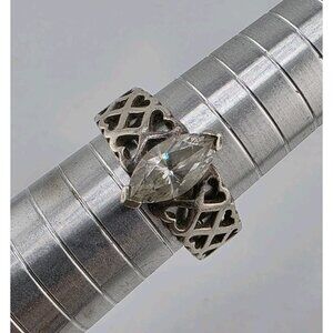 Diamonique DQ 925 CZ Sterling Silver Cubic Zirconia Marquise Ring Size 8.75